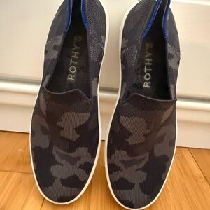 Rothy's Black Camo Slip-On Sneakers